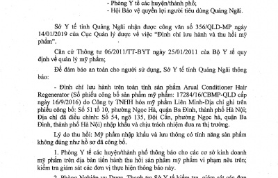 Công văn số: 310/SYT-NVD V/v thu hồi thuốc Fenspirol
